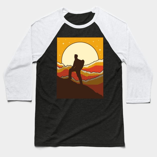 Mountain Hiker Baseball T-Shirt by quilimo